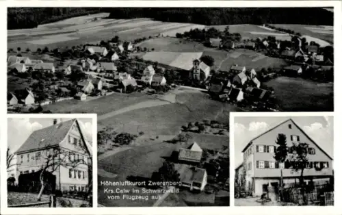 Ak Zwerenberg Neuweiler im Schwarzwald, Luftaufnahme  Schwarzwald, Gasthof zum Lamm, schöne Lands