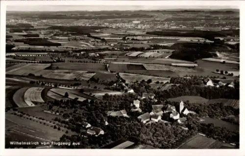 Ak Wilhelmskirch Wolketsweiler Horgenzell in Oberschwaben Württemberg, Luftaufnahme von  Felder, 