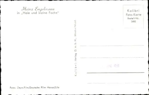 Ak Schauspieler Heinz Engelmann in Haie und kleine Fische, Portrait