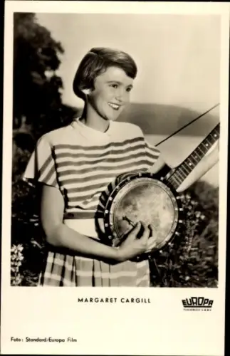 Ak Schauspielerin Margaret Cargill, Banjo, Wochenend im Paradies