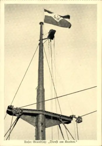 Ak Unser Grundsatz: Dienst am Kunden, Mast mit Flagge K.I.A.G., Kohlen-Import AG, Reederei Poseidon