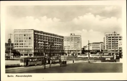 Ak Berlin Mitte, Alexanderplatz, Straßenbahnen