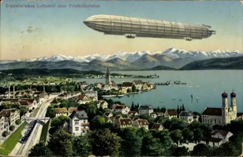 Ak Zeppelin Luftschiff über Friedrichshafen
