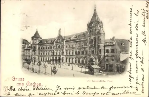 Ak Aachen, Gruss aus  Die Kaiserliche Post, Text in Französisch