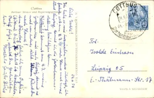 Ak Cottbus in der Niederlausitz, Berliner Straße, Regierungsgebäude, Geschäfte, Menschen, Straßen
