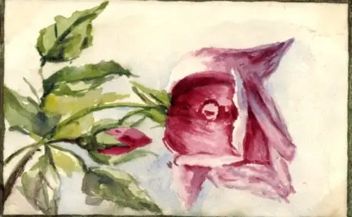 Handgemalt Ak Rosa Rose