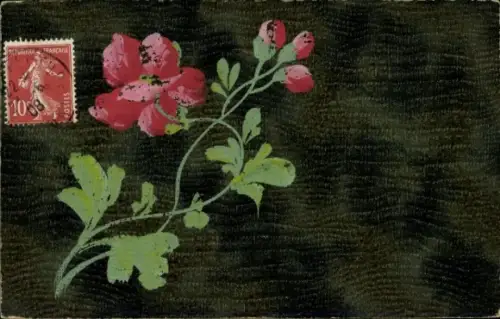 Handgemalt Ak rote Blumen