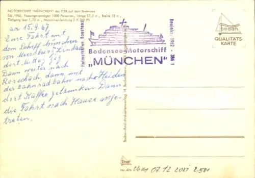 Ak Bodensee, Motorschiff München mit Passagieren an Bord
