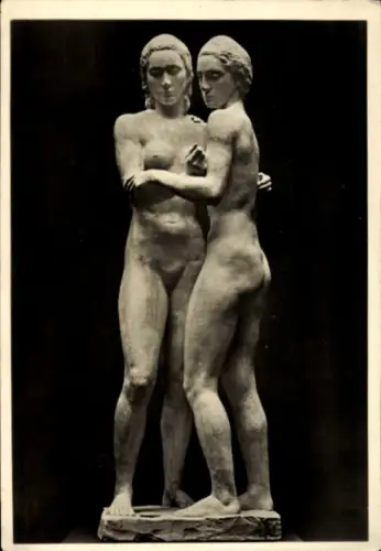 Ak Skulptur Schwestern, Richard Scheibe