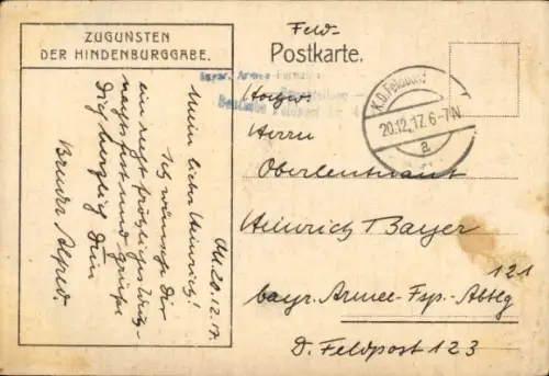 Künstler Ak Gehrig, O., Paul von Hindenburg 1847-1917, Portrait