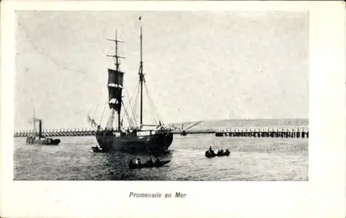 Ak Segelschiff am Landungssteg