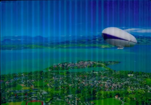 3D Ak Zeppelin über dem Bodensee, Panorama