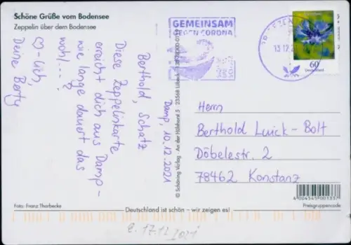 3D Ak Zeppelin über dem Bodensee, Panorama