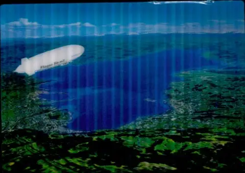 3D Ak Zeppelin über dem Bodensee, Panorama