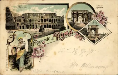 Litho Roma Rom Lazio, Kolosseum, Titusbogen