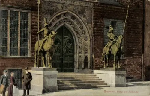 Ak Bremen, Ritter am Rathaus