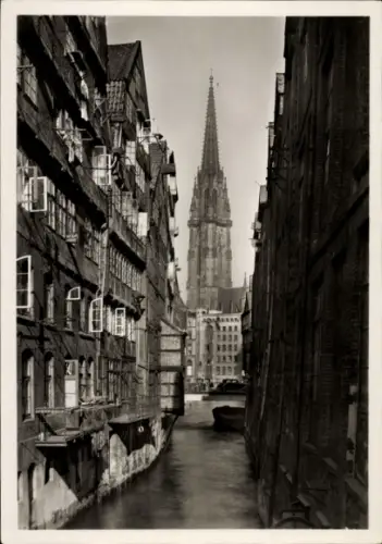 Ak Hamburg Mitte Altstadt, Steckelhörnflet und Nikolaikirche