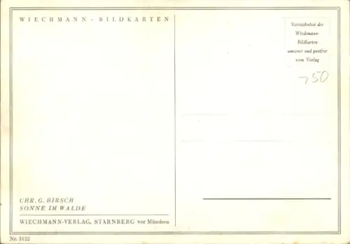 Künstler Ak Hirsch, Chr. G., Sonne im Walde
