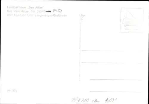 Ak Oberdorf Langenargen am Bodensee, Landgasthaus Zum Adler, BASTNO, Telefon, Adresse, Nummer