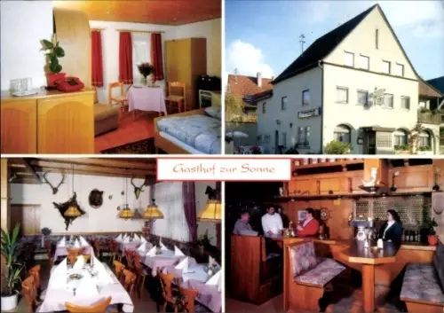 Ak Mühlhofen am Bodensee Baden, Gasthof zur Sonne, Restaurant, Zimmer, Bodensee, Mühlhofen