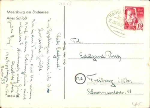 Künstler Ak Meersburg am Bodensee, altes Schloss