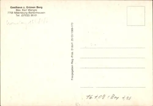 Ak Baitenhausen Meersburg am Bodensee, Gasthof zum Grünen Berg, Kirche