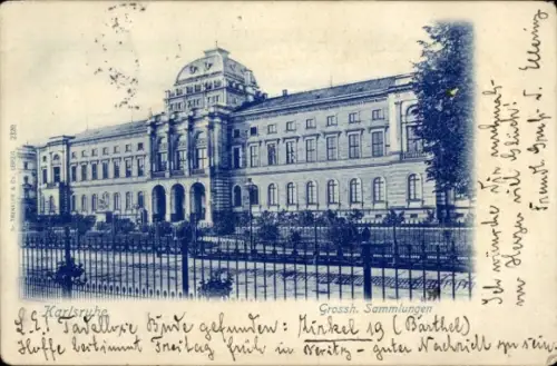 Ak Karlsruhe in Baden,  Grossh. Sammlungen, Adresse an Herrn Eugen Bäntler