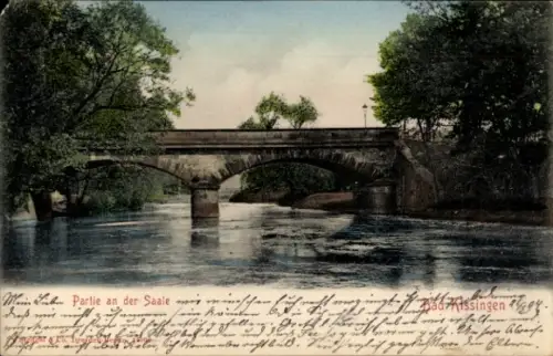 Ak Bad Kissingen Unterfranken Bayern, Brücke über die Saale, Flusslandschaft, 