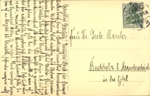 Ak Magdeburg an der Elbe, Panorama von der Friedrichstadt aus, Brücke, Straßenbahn