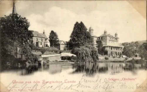 Ak Gimborn Marienheide im Bergischen Land, Schloss  Wasseransicht