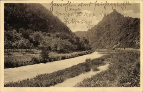 Ak Altenahr im Ahrtal, Flusslandschaft, Berge,  handschriftlicher Text