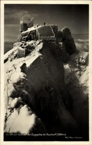Ak Zugspitze, Münchner Haus,  Schnee, 2964 m, H. Huber
