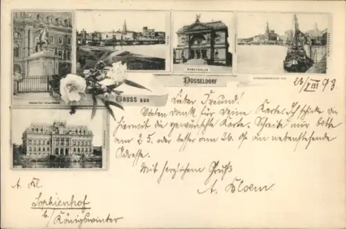 Vorläufer Ak Düsseldorf am Rhein, Kunsthalle, Denkmal, Teilansichten