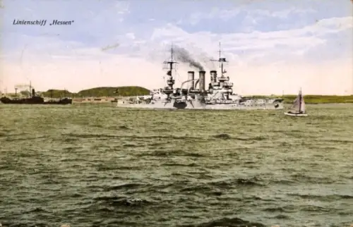 Ak Deutsches Kriegsschiff, Linienschiff Hessen