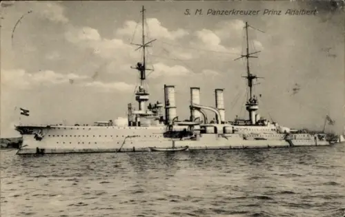 Ak Deutsches Kriegsschiff, SMS Prinz Adalbert, Großer Kreuzer, Kaiserliche Marine