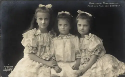 Ak Prinzessinnen Margarethe, Anna und Alix von Sachsen, Portrait