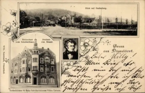Ak Grafenberg Düsseldorf am Rhein, Restauration zum Schuberthaus, Bes. Jos. Grassl, Portrait