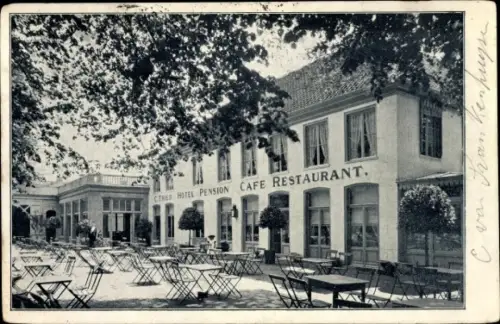 Foto Ak Soestdijk Utrecht Niederlande, Hotel-Pension, Cafe-Restaurant, Terrasse