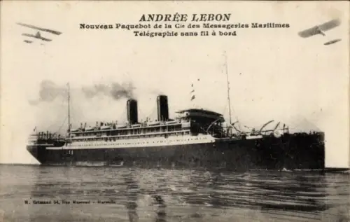 Ak Dampfer Andree Lebon, Messageries Maritimes, Flugzeuge