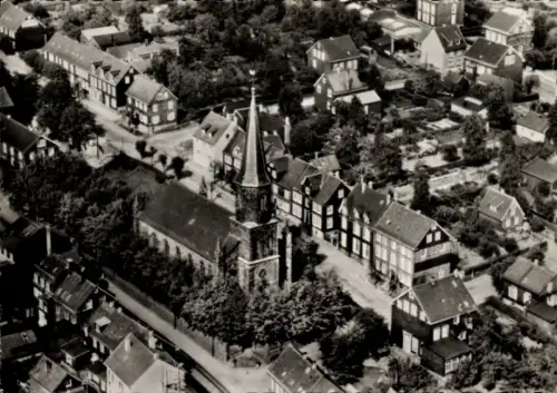 Ak Ronsdorf Wuppertal in Nordrhein Westfalen, Reformierte Kirche aus der Vogelschau