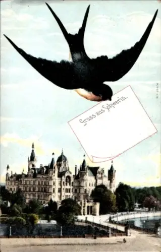 Ak Schwerin in Mecklenburg, Gesamtansicht, Schwalbe