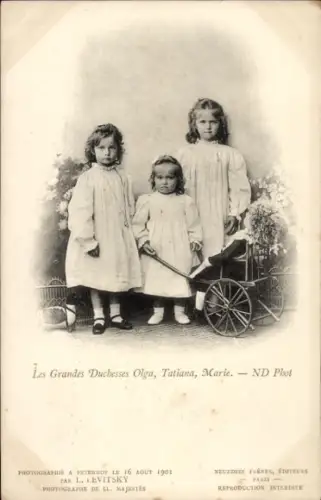 Ak Großherzoginnen Olga, Tatjana und Marie von Russland, Kinderportrait