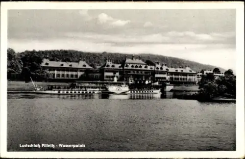 Ak Dresden Pillnitz Elbe, Wasserpalais, Salondampfer
