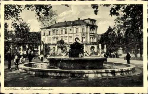 Ak Zwickau Sachsen, Schwanenbrunnen