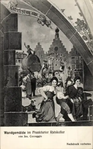 Ak Frankfurt am Main, Wandgemälde im Ratskeller, Küferfestzug 1859, von Jos. Correggio