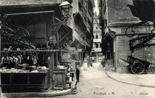 Ak Frankfurt am Main, Schirne, Marktstände, Kinder, Gasse