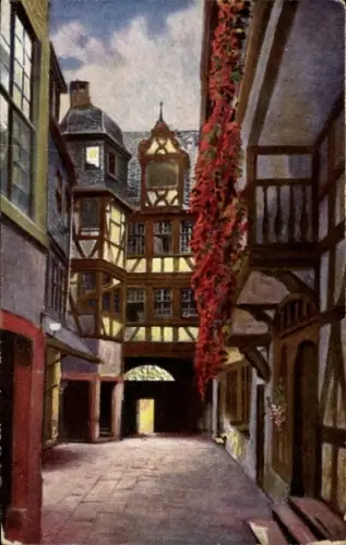 Ak Frankfurt am Main, Höfchen im Römer, Oelgemälde von B. Liebig