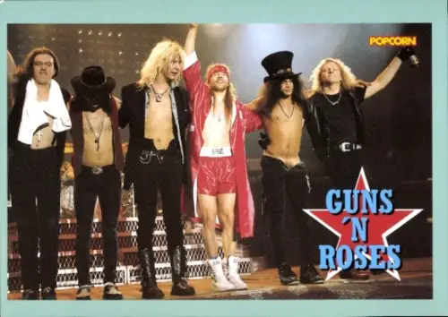 Autogrammkarte Musikgruppe Gund N' Roses, Gruppenportrait