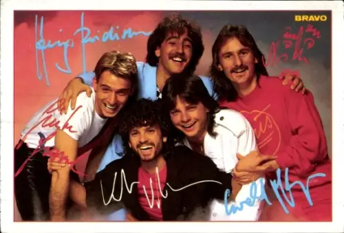 Autogrammkarte Musikgruppe Opus, Gruppenportrait, Autogramme