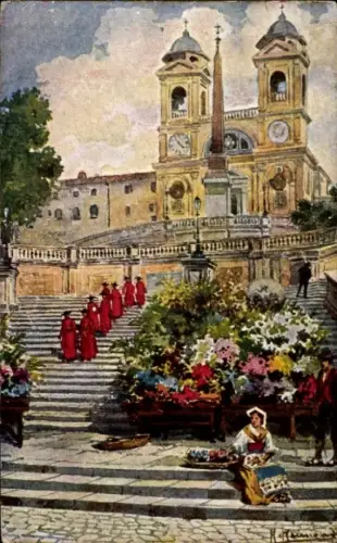 Künstler Ak Rom Lazio Italien, Trinita dei Monti